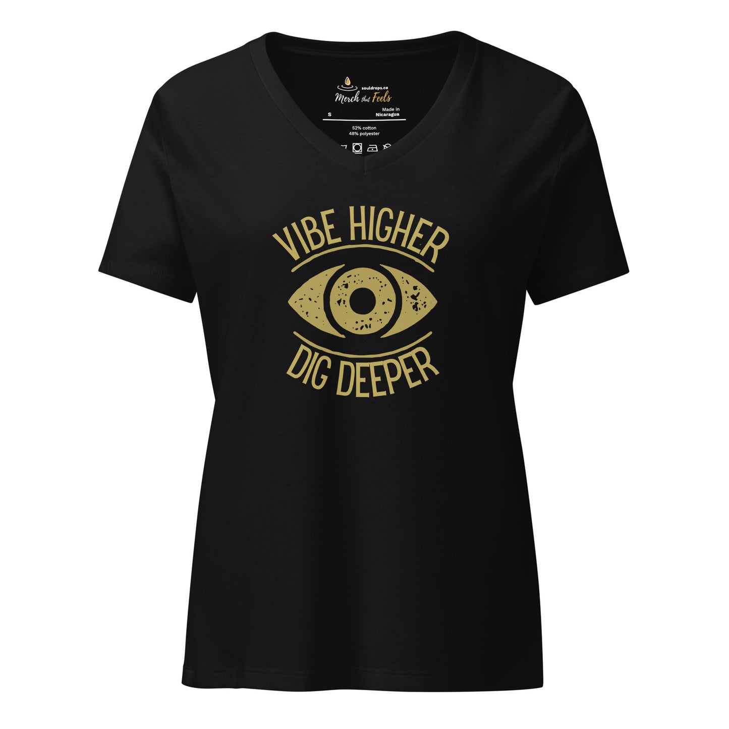 🫂 V-neck t-shirt | Vibe Higher, Dig Deeper