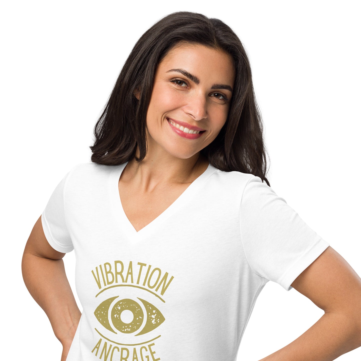 🫂 T-Shirt col en V | Vibration, Ancrage