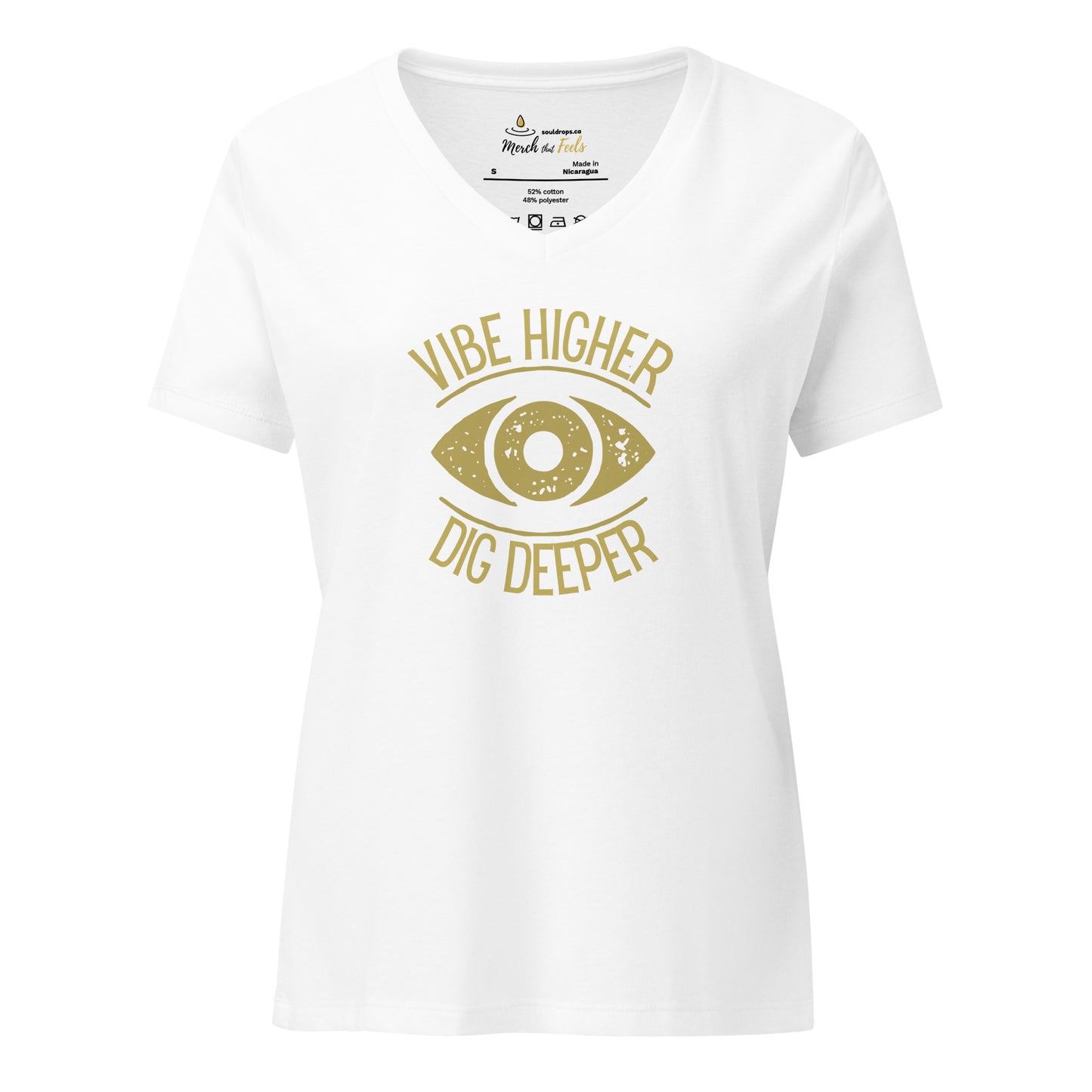 🫂 V-neck t-shirt | Vibe Higher, Dig Deeper